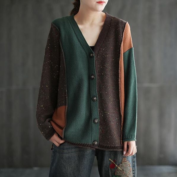autumn spring sweaters women retro color patchwork loose single breasted female knit cardigans, White
autumn spring sweaters women retro color patchwork loose single breasted female knit cardigans, White
