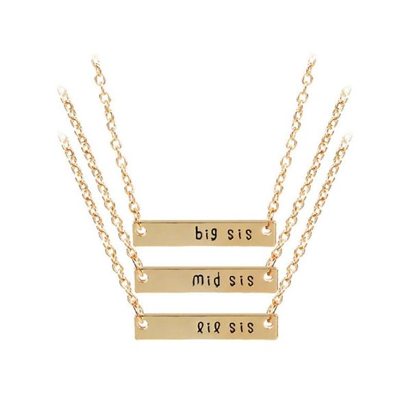 3 piece set family set necklace carved black letter big sister pendant alloy fashion female jewelry gift direct selling hot, Silver
3 piece set family set necklace carved black letter big sister pendant alloy fashion female jewelry gift direct selling hot, Silver