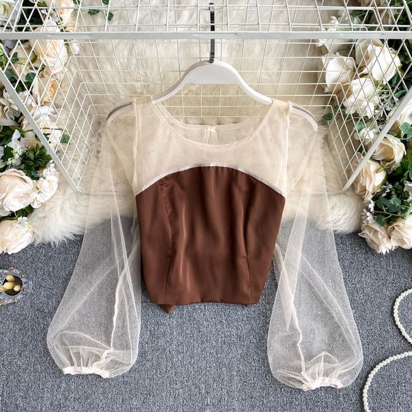 women's blouses & shirts mesh patchwork blouse puff sleeve design niche hollow open back short female sweet shits blusa gx1055, White
women's blouses & shirts mesh patchwork blouse puff sleeve design niche hollow open back short female sweet shits blusa gx1055, White