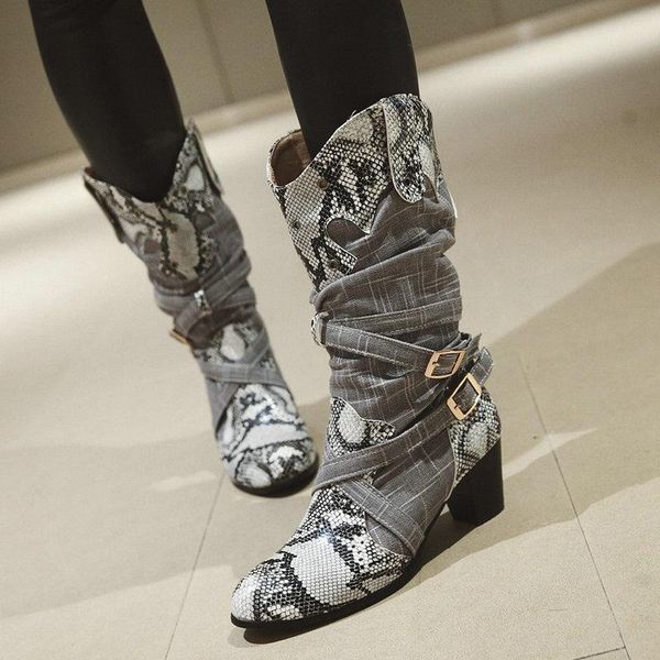 snake print women western cowboy boots mid calf block heel boots fashion buckle strap autumn winter cowgirl large size, Black
snake print women western cowboy boots mid calf block heel boots fashion buckle strap autumn winter cowgirl large size, Black