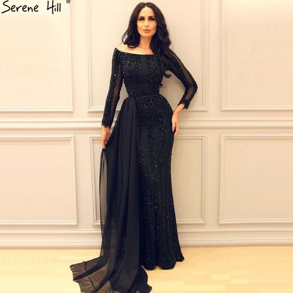 long sleeve black mermaid tulle evening dresses beading sequined formal dress real p 2020 serene hill lj201118, White;black
long sleeve black mermaid tulle evening dresses beading sequined formal dress real p 2020 serene hill lj201118, White;black