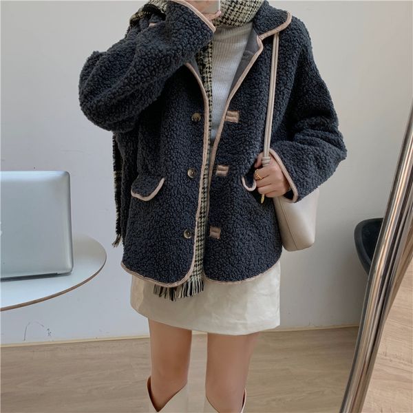 2021 new vintage women's oversized solid single breasted imitation lamb lady from the korean office style thicken winter jacket nakh, Black;brown
2021 new vintage women's oversized solid single breasted imitation lamb lady from the korean office style thicken winter jacket nakh, Black;brown