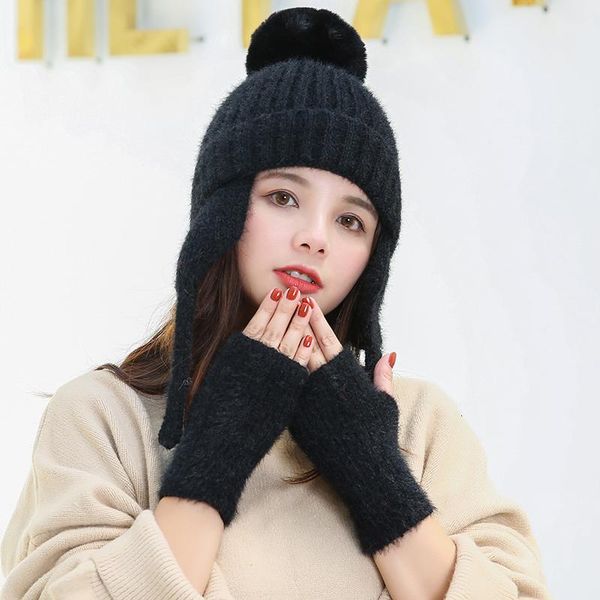 simple warm ski brand rabbit fur pom poms warm gloves + knit hat set winter women wool beanie hat thick skullies female bbywap alice_bag, Black;white
simple warm ski brand rabbit fur pom poms warm gloves + knit hat set winter women wool beanie hat thick skullies female bbywap alice_bag, Black;white