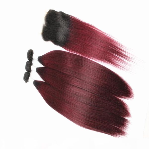 straight hair extensions bundles with 4x4 hair closure part ombre two tone brazilian 100% human hair weaves 8-28inch color t1b 99j, Black
straight hair extensions bundles with 4x4 hair closure part ombre two tone brazilian 100% human hair weaves 8-28inch color t1b 99j, Black