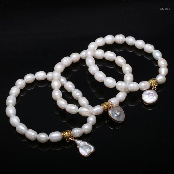 charm bracelets irregular natural freshwater rice-shaped pearl 8-9 mm button bracelet charms for women romantic love gift1, Golden;silver
charm bracelets irregular natural freshwater rice-shaped pearl 8-9 mm button bracelet charms for women romantic love gift1, Golden;silver