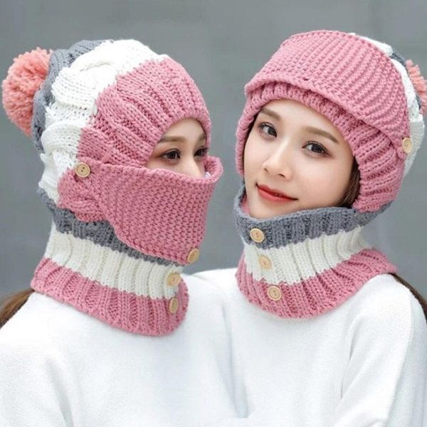 winter plus velvet hat women's bib face cover three-piece set warm knitted hat outdoor casual winter and scarf for women, Blue;gray
winter plus velvet hat women's bib face cover three-piece set warm knitted hat outdoor casual winter and scarf for women, Blue;gray