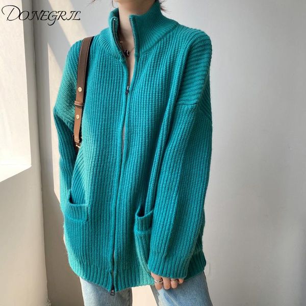 women's knits & tees 2021 winter long sleeve knitted sweater coat female turtleneck zipper pocket decoration women, White
women's knits & tees 2021 winter long sleeve knitted sweater coat female turtleneck zipper pocket decoration women, White