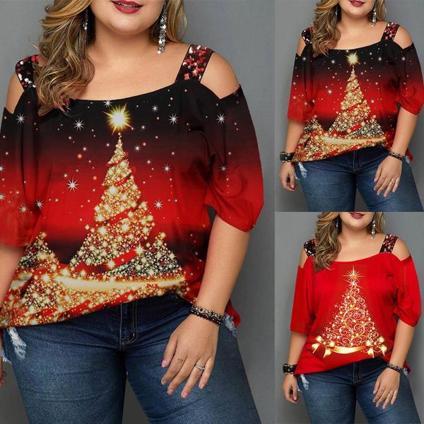 women's blouses & shirts large size two-color christmas tree print 2021 elements female round neck loose mid sleeve t-shirt, White
women's blouses & shirts large size two-color christmas tree print 2021 elements female round neck loose mid sleeve t-shirt, White