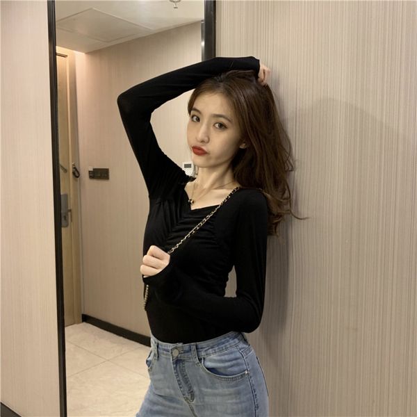 square collar pleated long sleeve women's t- t-shirt autumn and winter new temperament slim bottoming shirt ftjjx, White
square collar pleated long sleeve women's t- t-shirt autumn and winter new temperament slim bottoming shirt ftjjx, White