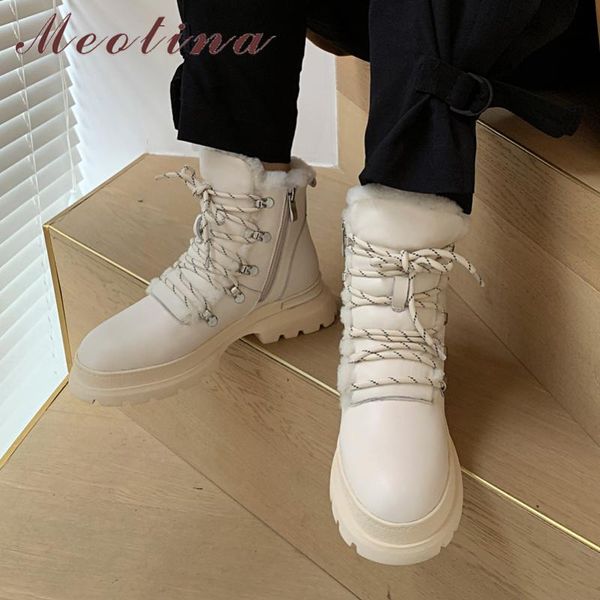meotina real wool fur genuine leather platform flats snow boots women cross tied zipper warm ankle boots lady short shoes, Black
meotina real wool fur genuine leather platform flats snow boots women cross tied zipper warm ankle boots lady short shoes, Black