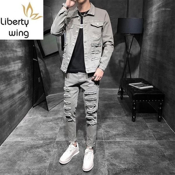 fashion mens plus size casual cargo 2pcs denim sets punk hole ripped long sleeve single breasted jackets ankle length slim pants1, Gray
fashion mens plus size casual cargo 2pcs denim sets punk hole ripped long sleeve single breasted jackets ankle length slim pants1, Gray