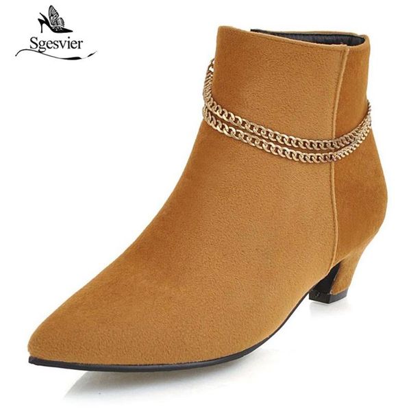 Sgesvier Autumn Women Boots Flock Pointed Toe Med Heel Ankle Boots Sexy Black Fashion Zipper Party Shoes Women Size 34-48 OX926
Sgesvier Autumn Women Boots Flock Pointed Toe Med Heel Ankle Boots Sexy Black Fashion Zipper Party Shoes Women Size 34-48 OX926