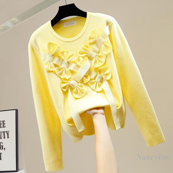women's sweaters 2021 stitching fashion three-dimensional bow decoration round neck pullover knitted sweater female chuc knit top, White;black
women's sweaters 2021 stitching fashion three-dimensional bow decoration round neck pullover knitted sweater female chuc knit top, White;black