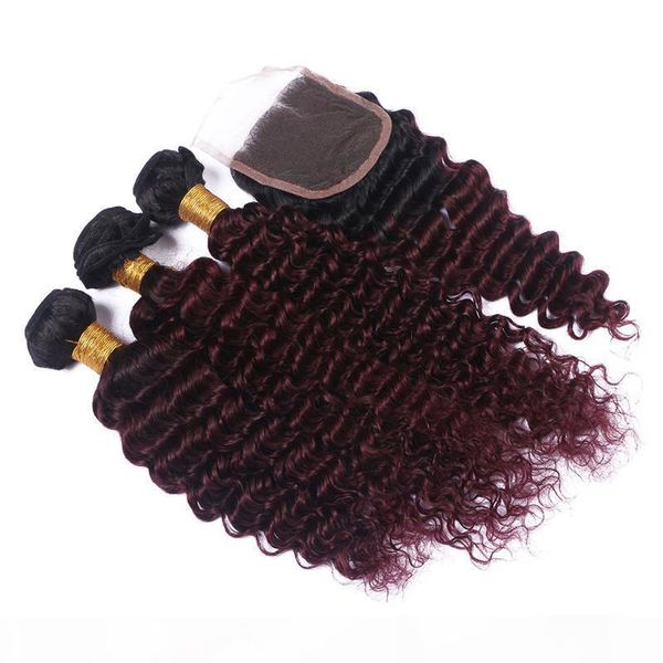 deep wave 1b 99j burgundy ombre 4x4 lace closure with weaves 4pcs lot indian wine red ombre human hair 3bundles with closure, Black
deep wave 1b 99j burgundy ombre 4x4 lace closure with weaves 4pcs lot indian wine red ombre human hair 3bundles with closure, Black