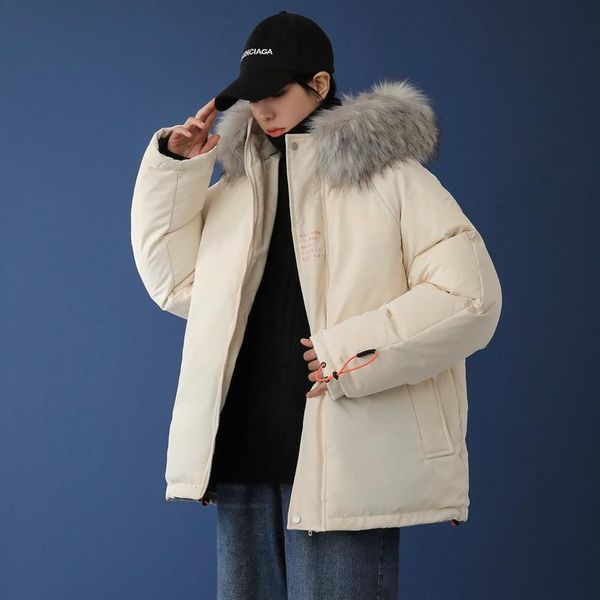 men's down & parkas jacket, men and women is a loose coat pure color joker male couples cotton-padded clothes collars hooded jacket, Black 
men's down & parkas jacket, men and women is a loose coat pure color joker male couples cotton-padded clothes collars hooded jacket, Black