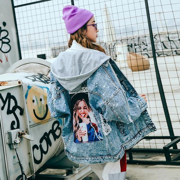 2019 spring cotton hooded denim jacket women applique long sleeve jeans jacket women female single breasted frayed coats1, Black;brown
2019 spring cotton hooded denim jacket women applique long sleeve jeans jacket women female single breasted frayed coats1, Black;brown