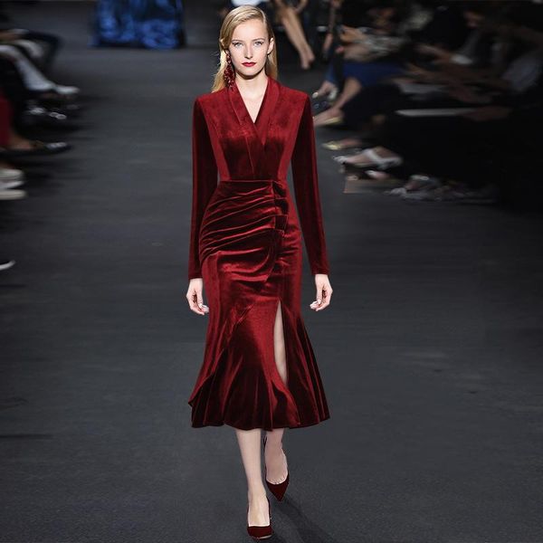 mermaid party dress velvet dress lace fabric red runway women 2021 long sleeve v-neck ruched ruffles velvet split dresses, Black;gray
mermaid party dress velvet dress lace fabric red runway women 2021 long sleeve v-neck ruched ruffles velvet split dresses, Black;gray