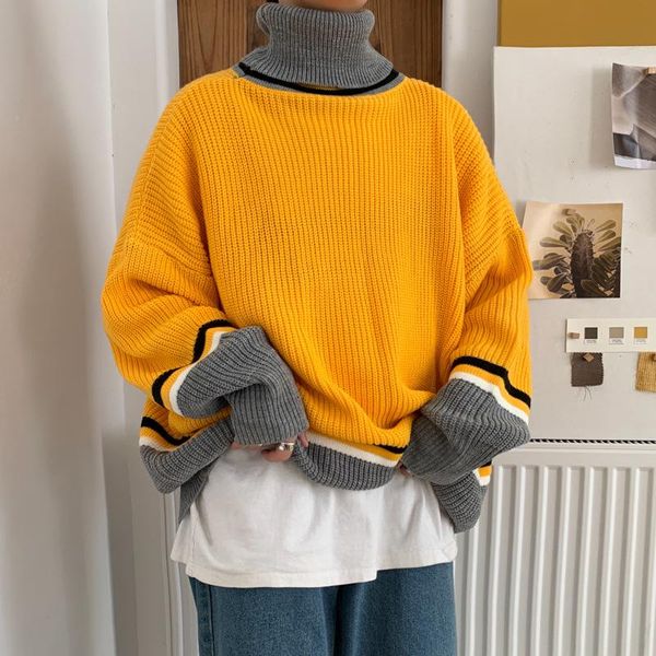 new ins hong kong style round neck color matching sweater male korean version loose couple high neck outer wear sweater top, White;black
new ins hong kong style round neck color matching sweater male korean version loose couple high neck outer wear sweater top, White;black