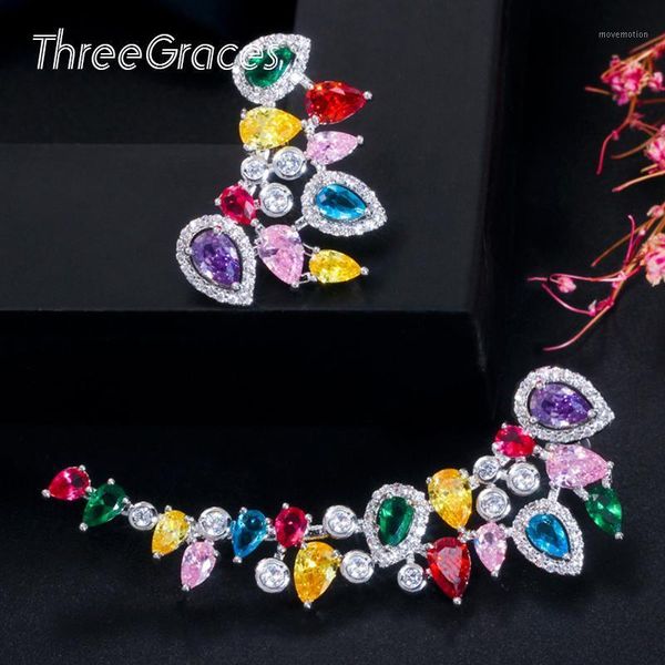 threegraces luxury irregular rainbow full micro cubic zircon large long stud earrings trendy women wedding banquet jewelry er4481, Golden;silver
threegraces luxury irregular rainbow full micro cubic zircon large long stud earrings trendy women wedding banquet jewelry er4481, Golden;silver