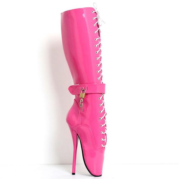 boots 18cm/" high heel locky lockable ballet women cross-tied fetish pinup spike heels knee-high, Black
boots 18cm/" high heel locky lockable ballet women cross-tied fetish pinup spike heels knee-high, Black