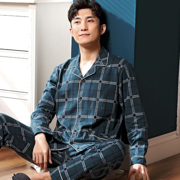 autumn all-cotton men's pajamas sets plaid turn-down collar oversize loose sleepwear winter long sleeve leisure nightie, Black;brown
autumn all-cotton men's pajamas sets plaid turn-down collar oversize loose sleepwear winter long sleeve leisure nightie, Black;brown