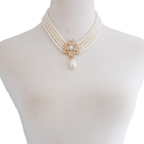 new luxury rhinestone chocker statement wedding necklace multilayer imitation pearls chain chokers necklace jewelry, Silver
new luxury rhinestone chocker statement wedding necklace multilayer imitation pearls chain chokers necklace jewelry, Silver