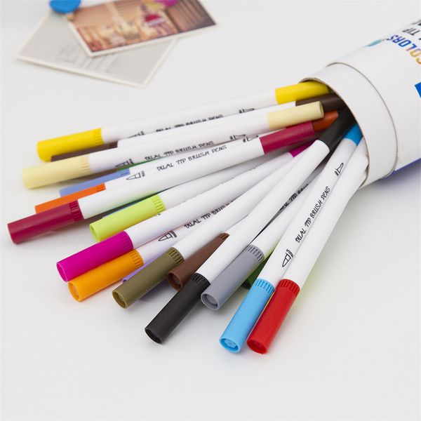 24-color dual tip brush pens double-headed watercolor soft brush head hook thread barreled packing student art graffiti coloring pen, Black;red
24-color dual tip brush pens double-headed watercolor soft brush head hook thread barreled packing student art graffiti coloring pen, Black;red