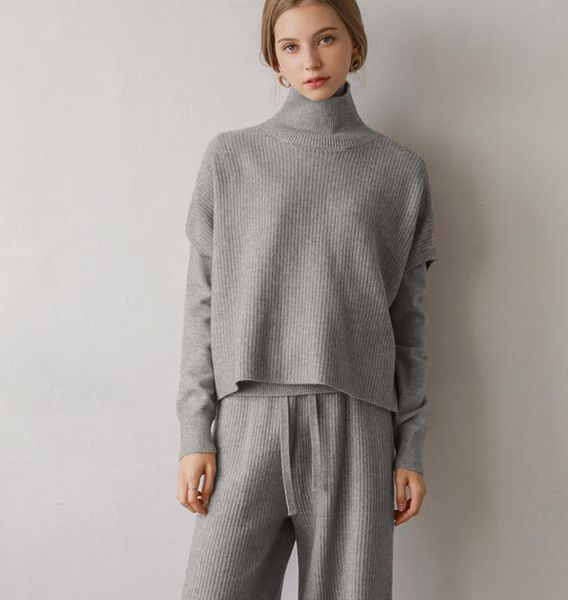 2021 new women's ol'turtleneck high-sweater vest loose pants two garments knitted or crocheted winter suit korea clothes 0i7y, Gray
2021 new women's ol'turtleneck high-sweater vest loose pants two garments knitted or crocheted winter suit korea clothes 0i7y, Gray