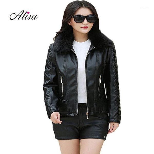 2018 new winter female 6xl big size leather jacket faux fur collar long sleeve keep warm coat pu women solid casual black jacket1
2018 new winter female 6xl big size leather jacket faux fur collar long sleeve keep warm coat pu women solid casual black jacket1