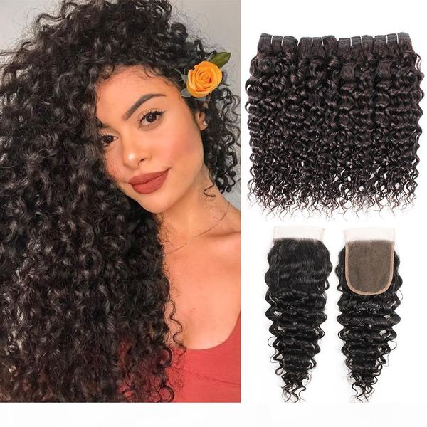 brazilian water curly hair bundles with closure natural color 4 bundles with 4x4 lace closure 10-28 inch 100% remy human hair extensions, Black;brown
brazilian water curly hair bundles with closure natural color 4 bundles with 4x4 lace closure 10-28 inch 100% remy human hair extensions, Black;brown