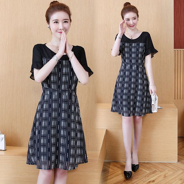 women ladies will see chiffon printed big plus size l looses thin occasional party dress ndcr, Black;gray
women ladies will see chiffon printed big plus size l looses thin occasional party dress ndcr, Black;gray