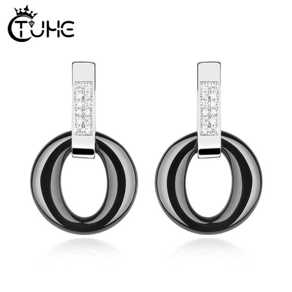 stud elegant style white black ceramic earrings for women cz crystal healthy wedding jewelry gift fashion, Golden;silver
stud elegant style white black ceramic earrings for women cz crystal healthy wedding jewelry gift fashion, Golden;silver