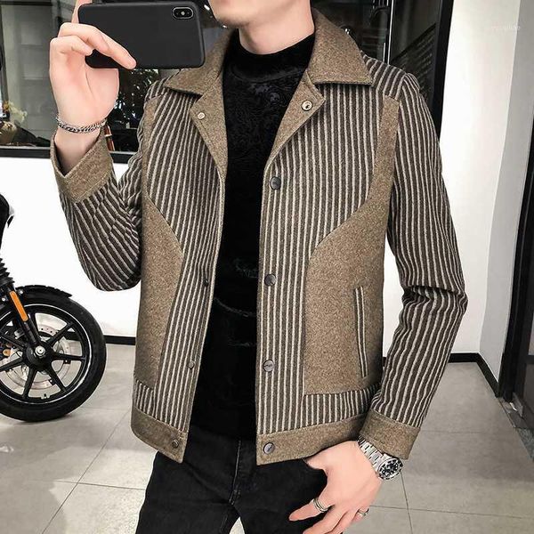 striped splicing woolen jacket men winter casual mens wool trench coat big pocket turndown collar steetwear windbreaker overcoat1, Black
striped splicing woolen jacket men winter casual mens wool trench coat big pocket turndown collar steetwear windbreaker overcoat1, Black