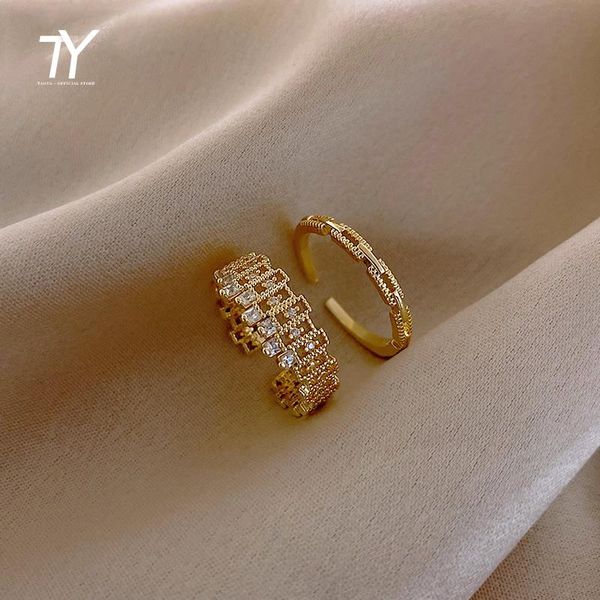 cluster rings 2021 luxury zircon geometric opening ring fashion korean women's finger jewelry party wedding elegant accessories, Golden;silver
cluster rings 2021 luxury zircon geometric opening ring fashion korean women's finger jewelry party wedding elegant accessories, Golden;silver