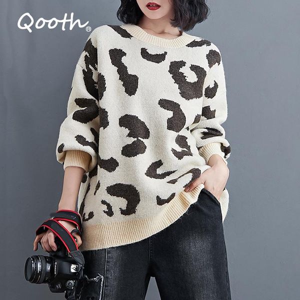 women's sweaters qooth animal print jumper women leopard crochet knitwear o-neck long sleeve pullover 2021 qt367, White;black
women's sweaters qooth animal print jumper women leopard crochet knitwear o-neck long sleeve pullover 2021 qt367, White;black