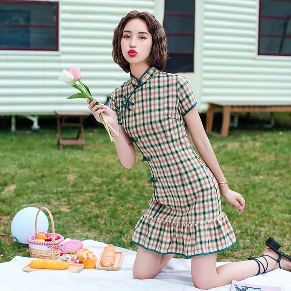 young chinese style improved short sleeve slit daily girl fishtail skirt cheongsam cheongsam cheongsamplaid fishtail dress th8uz, Black;gray
young chinese style improved short sleeve slit daily girl fishtail skirt cheongsam cheongsam cheongsamplaid fishtail dress th8uz, Black;gray