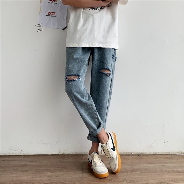 summer 9-point ripped jeans tight jeans tight korean-style slim-fit beggar skinny pants trendy men's spring and autumn men's pants, Blue
summer 9-point ripped jeans tight jeans tight korean-style slim-fit beggar skinny pants trendy men's spring and autumn men's pants, Blue