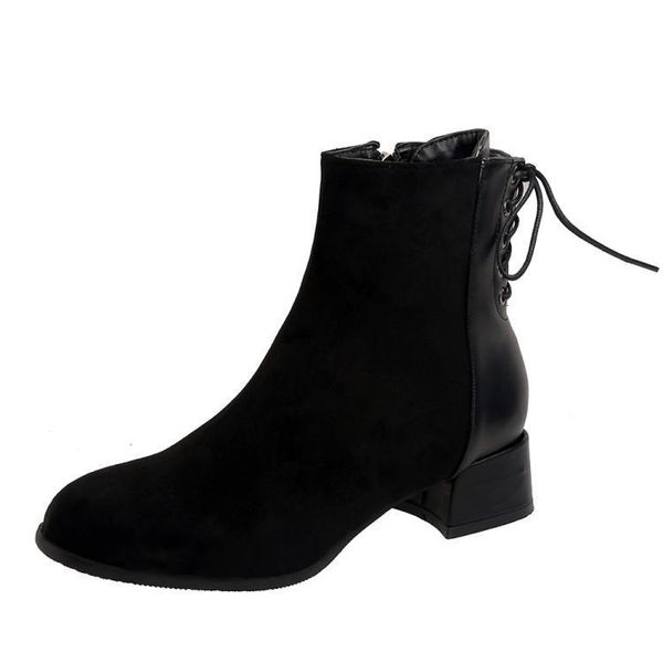 british style thick heel women's fall short boots summer small heels slim versatile shoes, Black
british style thick heel women's fall short boots summer small heels slim versatile shoes, Black