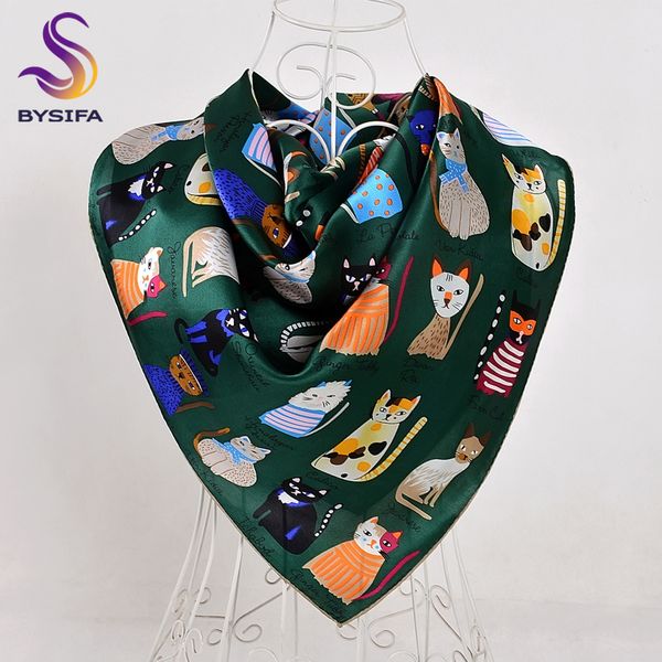 bysifa green scarves new design cartoon cats women children square silk scarf 90*90cm spring autumn winter cute silk scarf shawl y201007, Blue;gray
bysifa green scarves new design cartoon cats women children square silk scarf 90*90cm spring autumn winter cute silk scarf shawl y201007, Blue;gray