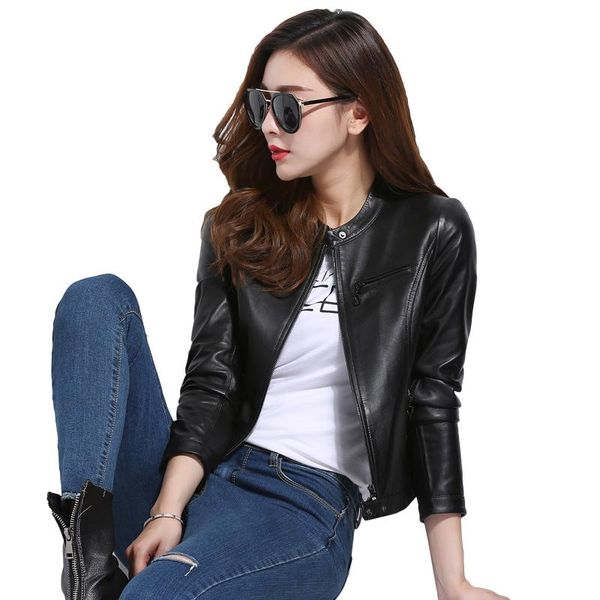 women's leather & faux geniune jacket women sheepskin short motocycle spring autumn jaqueta de couro y-1845 mf172, Black
women's leather & faux geniune jacket women sheepskin short motocycle spring autumn jaqueta de couro y-1845 mf172, Black