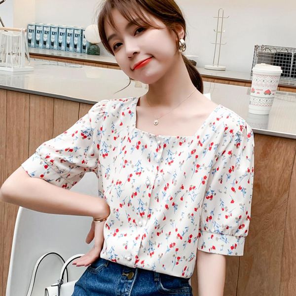 korean women chiffon blouses woman floral puff sleeve blouse summer women print blouse shirt plus size blusas print button, White
korean women chiffon blouses woman floral puff sleeve blouse summer women print blouse shirt plus size blusas print button, White