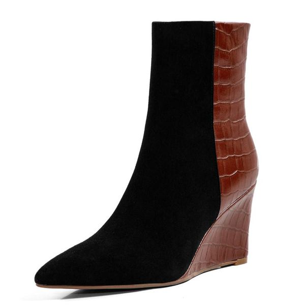 boots 2021 fashion pointed ankle spring fall kid sudue women shoes wedges mixed-color leather ladies booties botines mujer, Black
boots 2021 fashion pointed ankle spring fall kid sudue women shoes wedges mixed-color leather ladies booties botines mujer, Black