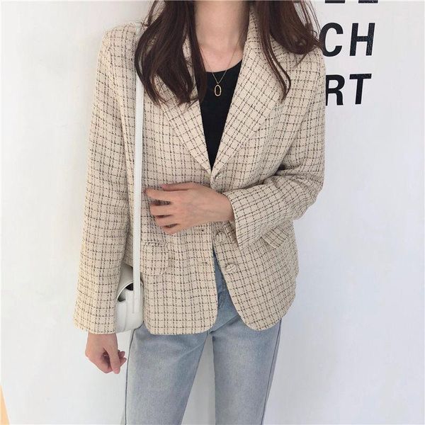 hzirip retro women apricot elegant plaid new loose high street sweet office lady 2020 vintage full sleeves fashion blazers, White;black
hzirip retro women apricot elegant plaid new loose high street sweet office lady 2020 vintage full sleeves fashion blazers, White;black