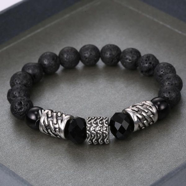 men punk style beaded bracelet 10mm volcal stone beads viking symbol stripe alloy silver plated accessories bracelet, Golden;silver
men punk style beaded bracelet 10mm volcal stone beads viking symbol stripe alloy silver plated accessories bracelet, Golden;silver