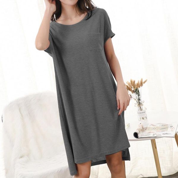 casual loose dress sleepwear 2020 summer women knee length dress solid o neck short sleeve nightdress nightgowns s-5xl, Black;red
casual loose dress sleepwear 2020 summer women knee length dress solid o neck short sleeve nightdress nightgowns s-5xl, Black;red
