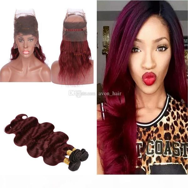 #1b 99j 360 lace band frontal with body wave hair bundles 1b wine red pre plucked 360 frontal with ombre hair extension, Black;brown
#1b 99j 360 lace band frontal with body wave hair bundles 1b wine red pre plucked 360 frontal with ombre hair extension, Black;brown