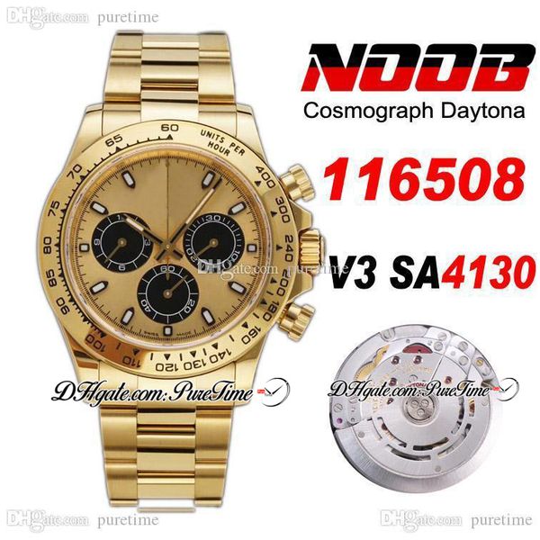 n v3 sa4130 automatic chronograph mens watch 18k yellow gold gold black subdial 904l steel bracelet edition 116508 ptrx puretime x58c3, Slivery;brown
n v3 sa4130 automatic chronograph mens watch 18k yellow gold gold black subdial 904l steel bracelet edition 116508 ptrx puretime x58c3, Slivery;brown