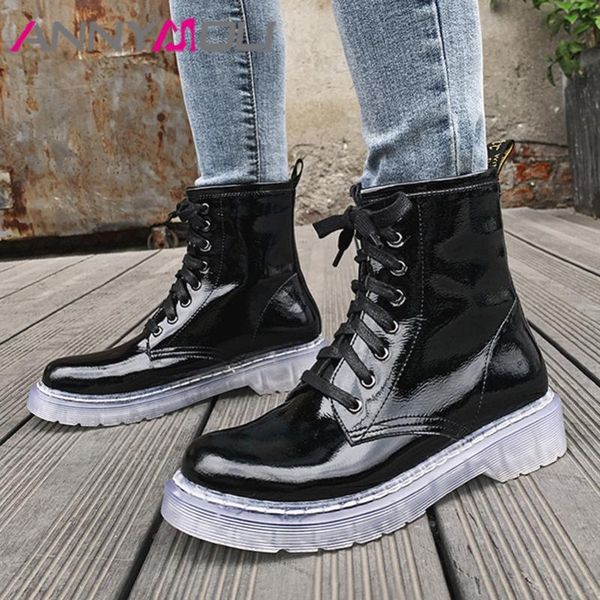 annymoli ankle boots women shoes genuine leather platform flat motorcycle boots lace up short ladies autumn winter white, Black
annymoli ankle boots women shoes genuine leather platform flat motorcycle boots lace up short ladies autumn winter white, Black