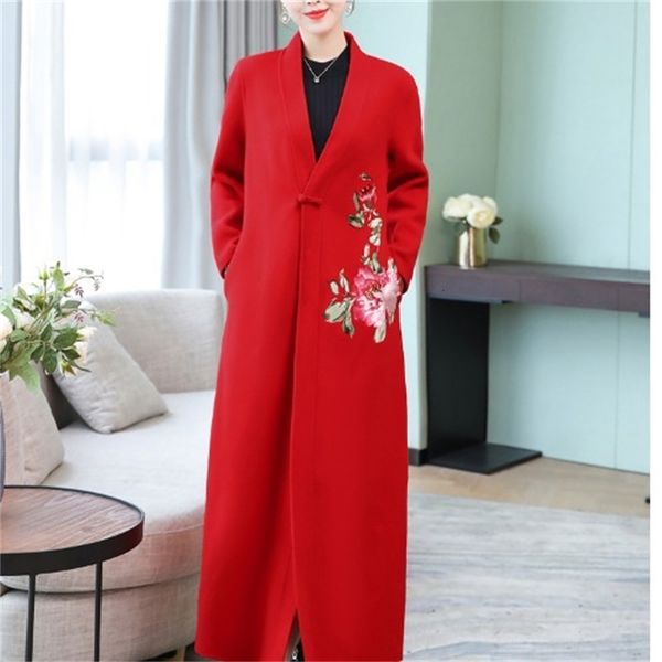 and autumn 2021 winter new chinese embroidered buckle design sense of small woman coat z6fc, Black;brown
and autumn 2021 winter new chinese embroidered buckle design sense of small woman coat z6fc, Black;brown