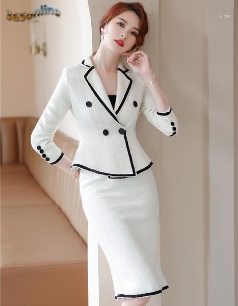 2020 autumn winter formal women business suits with skirt and jackets coat fabric styles professional blazers1, White 
2020 autumn winter formal women business suits with skirt and jackets coat fabric styles professional blazers1, White